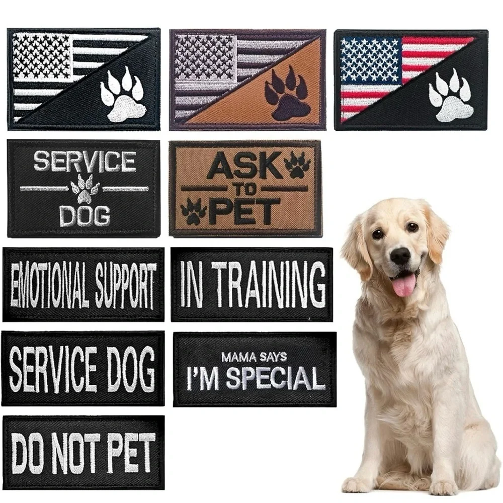 Service Dog Patches Set, 10Pack Removable Dog Vest Patches